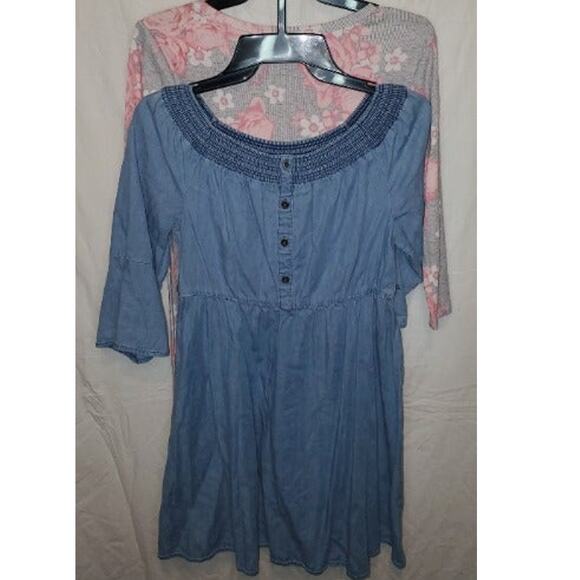 Justice Girls 2-Pack Set Gray Floral Skater & Blue Jean Dress Size 10/12 Plus - Picture 6 of 7
